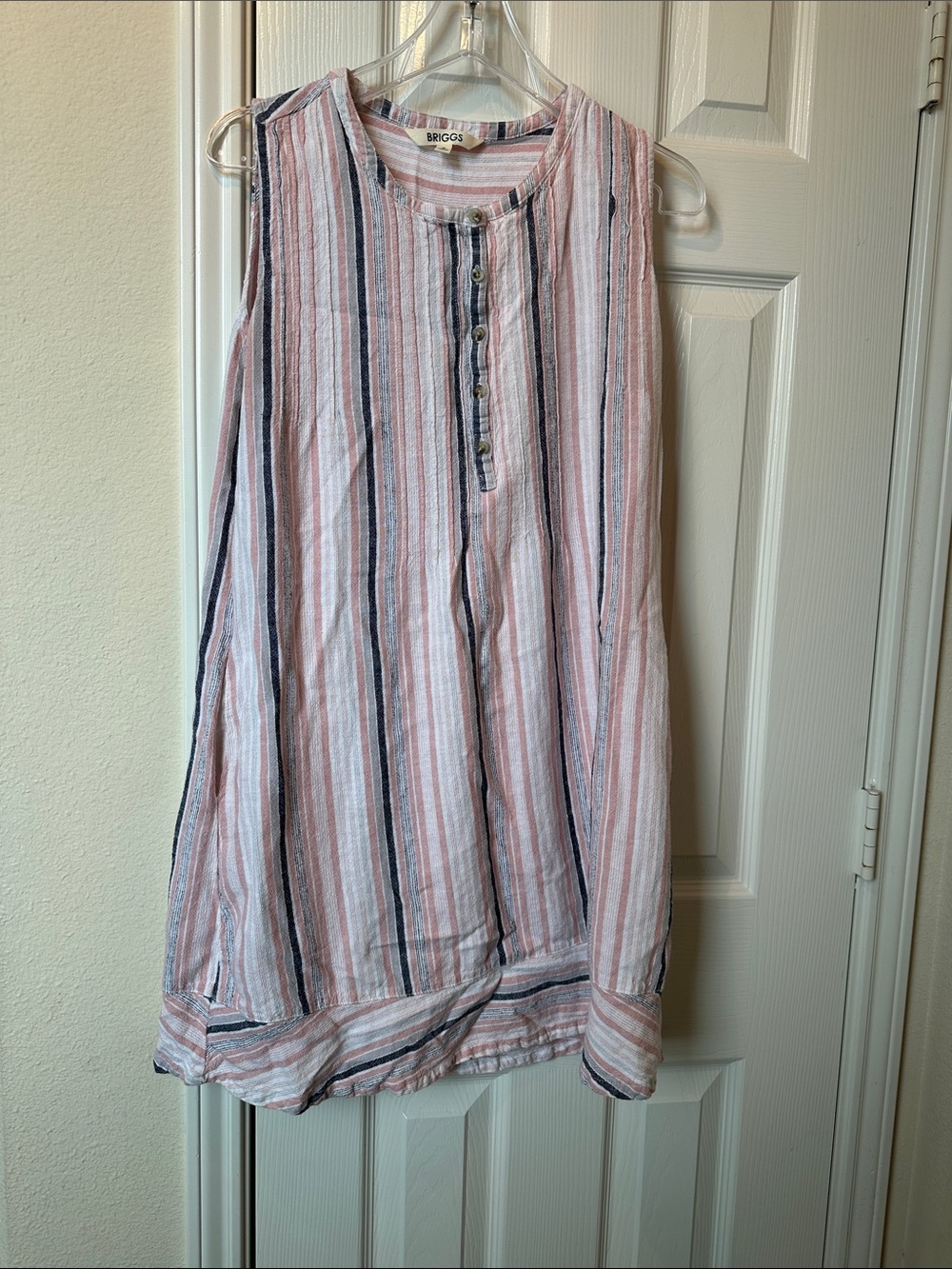 Briggs New York Pink and Navy Striped A-Line Sleeveless Skirt